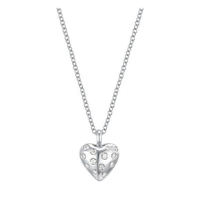 Small Puffy Diamond Heart Necklace-S24