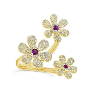 Split Three Flower Ring-S24