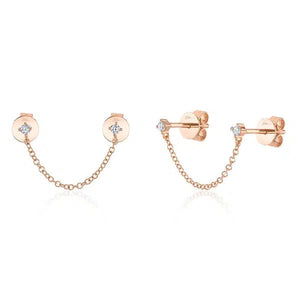 Stud to Stud Double Pierce Chain Earrings-S24