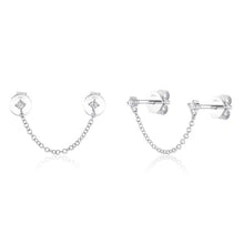 Stud to Stud Double Pierce Chain Earrings-S24