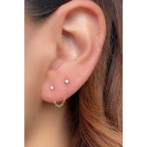 Stud to Stud Double Pierce Chain Earrings-S24