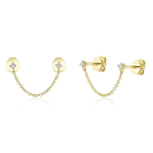 Stud to Stud Double Pierce Chain Earrings-S24