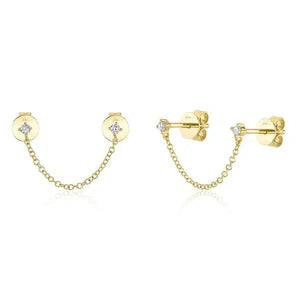 Stud to Stud Double Pierce Chain Earrings-S24