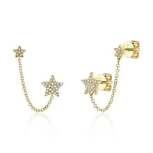 Stud to Stud Double Pierce Star Chain Earrings-S24