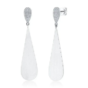 The Pave Ribbed Linear Earrings-S24