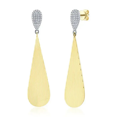 The Pave Ribbed Linear Earrings-S24
