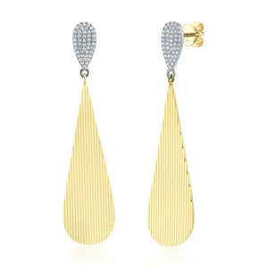 The Pave Ribbed Linear Earrings-S24