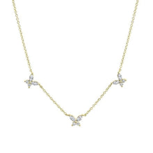 Three Diamond Butterfly Pendant Necklace-S24