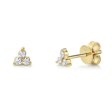 Three Diamond Small Stud Earrings-S24