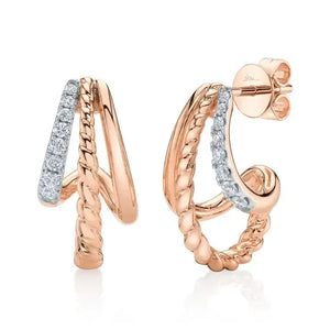 Triple Rope Diamond Hoops-S24