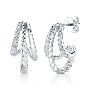 Triple Rope Diamond Hoops-S24