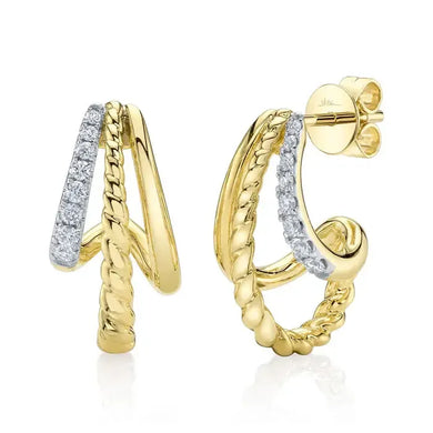 Triple Rope Diamond Hoops-S24