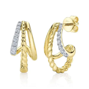 Triple Rope Diamond Hoops-S24