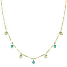 Turquoise and Diamond Drop Necklace-S24