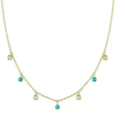 Turquoise and Diamond Drop Necklace-S24